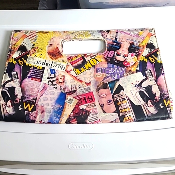 Trendy Magazine Print Clutch - Picture 2 of 10